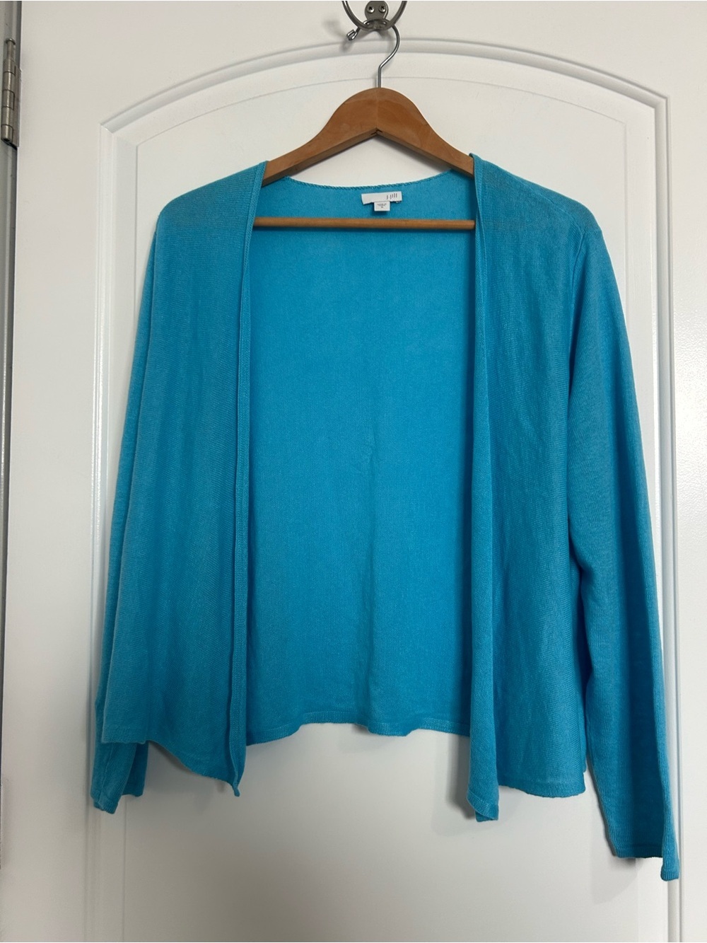 J Jill Open Front Linen Blend Cardigan Size M Boho Lightweight Chic Coastal